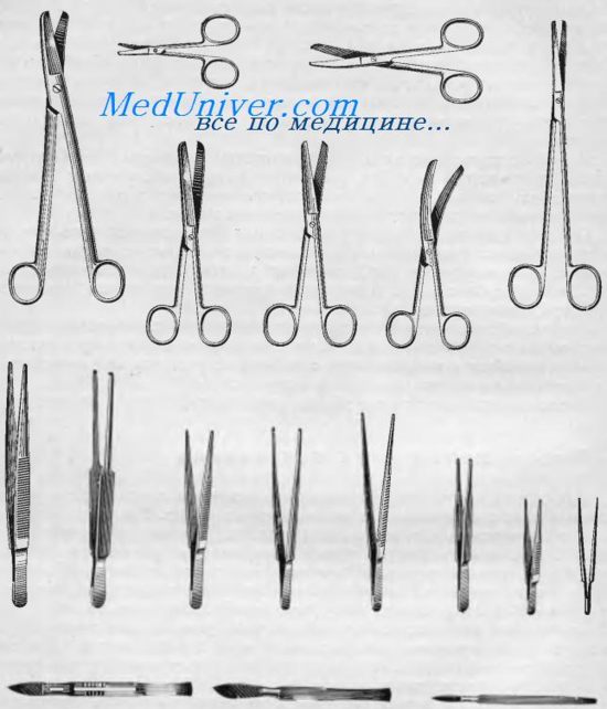 инструменты в гинекологической операционной
